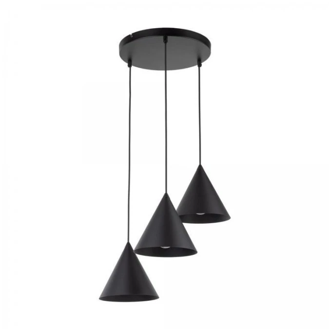 Lampa wisząca na okrągłej rozecie z trzema kloszami CONO E27 kolor czarny 10067 TK Lighting