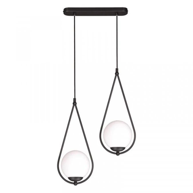 Lampa wisząca NEVE BLACK z szklanymi białymi kulami kloszami K‑4771 Kaja Lighting