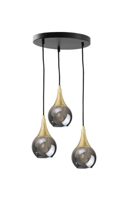 Lampa wisząca nowoczesna 3x E27 LACRIMA SMOKY/GOLD