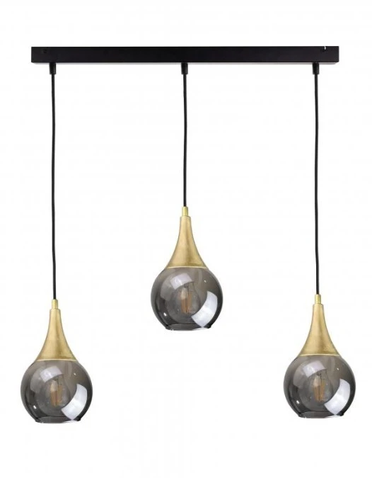 Lampa wisząca nowoczesna 3xE27 LACRIMA SMOKY/GOLD