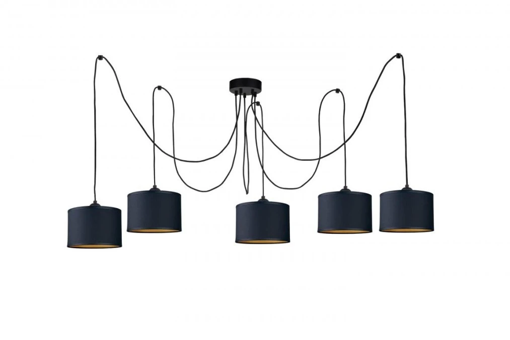 Lampa wisząca nowoczesna abażur 5xE27 FLOW BLACK LONG