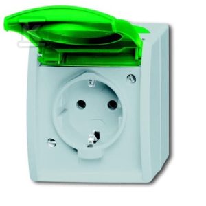 Gniazdo SCHUKO z zieloną klapką z szybkozłączami 2 P + E Ocean szary/zielono niebieski 20 EWN-13-53 2CKA002083A0819
