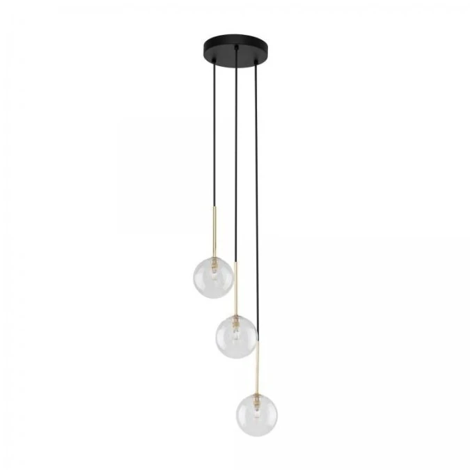 Lampa wisząca na okrągłej rozecie ze szklanymi kulami NILOSczarno‑złota 3xG9 5942 TK Lighting
