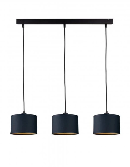 Lampa wisząca nowoczesna abażur 3xE27 FLOW BLACK