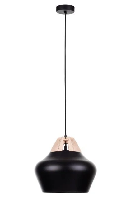 Lampa wisząca nowoczesna 1xE27 NEGRO WOOD NATURAL/BLACK