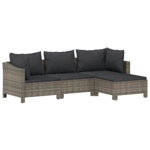Ogrodowy zestaw wypoczynkowy Szary Technorattan 2x fotel + sofa 372318