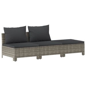 Ogrodowy zestaw wypoczynkowy Szary Technorattan 2x sofa środkowa + 372262