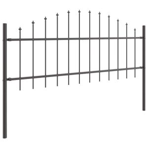 Ogrodzenie Płot Malowana Proszkowo Stal 170×140 cm Szary 871038
