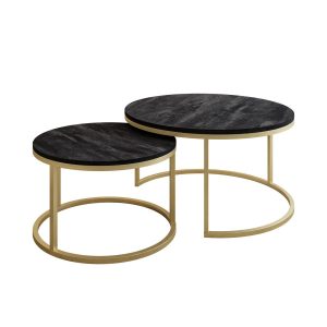 Okrągła ława 2w1 CIRI złoty mat/ciemny beton 80 i 60 cm 142430