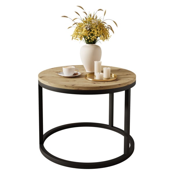 Okrągła ława CIRI czarny/dąb artisan 142755