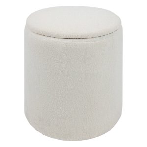 Okrągła pufa biała KAYDI boucle, Ø 35 cm 438886 Okrągła pufa biała KAYDI boucle, Ø 35 cm 438886