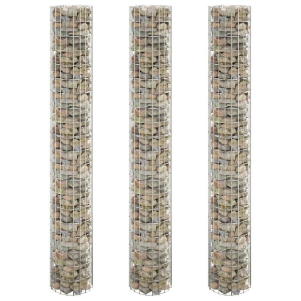 Okrągłe donice gabionowe podniesione 3 szt. stal Ø30x200 cm 959084