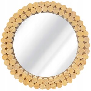 Okrągłe Lustro Boho Drewno Ścienne 36Cm Naturalne 8306 219658