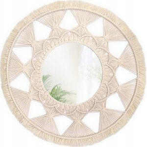 Okrągłe Lustro Boho Makrama Ścienne 53Cm Naturalne 322050 219661