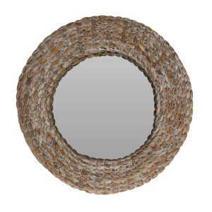 Okrągłe lustro do salonu pleciona rama 43×43 cm 781979 Okrągłe lustro do salonu pleciona rama 43×43 cm 781979