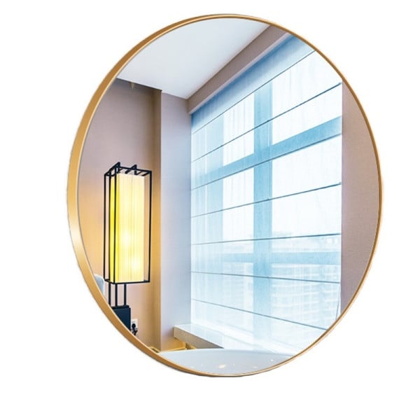 Okrągłe lustro industrialne łazienkowe złota rama 70cm 749448