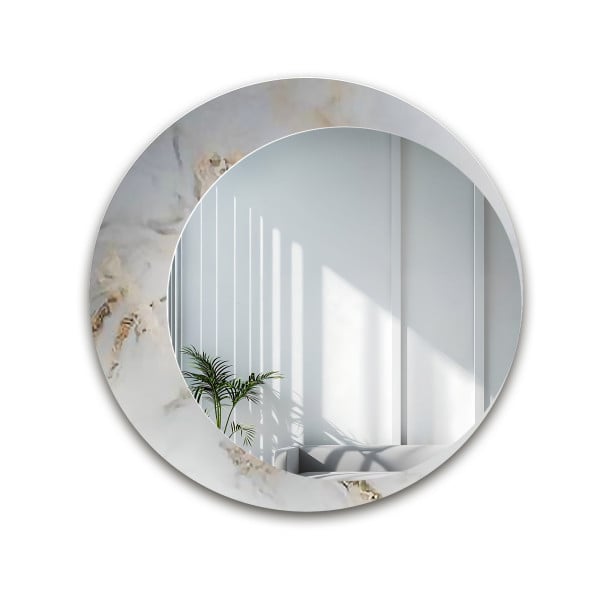Okrągłe lustro na biało złotym marmurze - MARBLE MARLUCE 858188