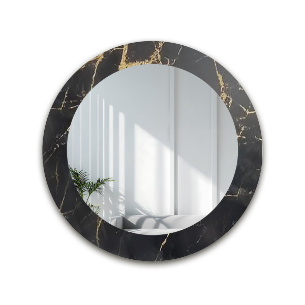 Okrągłe lustro na czarno złotym marmurze - MARBLE NOELLE 858156