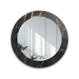 Okrągłe lustro na czarno złotym marmurze – MARBLE NOELLE 858182