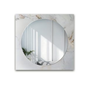 Okrągłe lustro na kwadratowym biało złotym marmurze – MARBLE BIANCO 858165 Okrągłe lustro na kwadratowym biało złotym marmurze – MARBLE BIANCO 858165