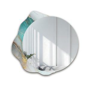 Okrągłe lustro na nieregularnym zielonym marmurze – MARBLE FERRO 858176