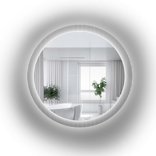 Okrągłe lustro na szkle ornamentowym z podświetleniem - LUXORA GLIMMER LED 818209