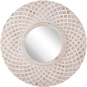 Okrągłe lustro ścienne ø 60 jasne drewno 189380 Okrągłe lustro ścienne ø 60 jasne drewno 189380