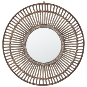Okrągłe lustro ścienne ⌀ 66 ciemne drewno 189256 Okrągłe lustro ścienne ⌀ 66 ciemne drewno 189256