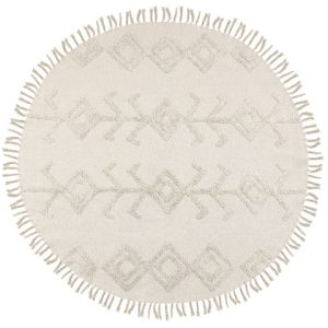 Okrągły dywan bawełniany 140 cm beżowy 59621 Okrągły dywan bawełniany 140 cm beżowy 59621