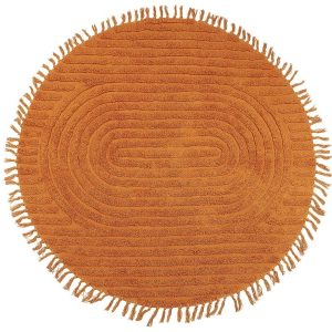 Okrągły dywan bawełniany 140 cm pomarańczowy 59847 Okrągły dywan bawełniany 140 cm pomarańczowy 59847