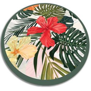 Okrągły dywan do domu – Rajskie kwiaty 90 cm 390540