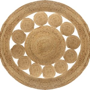 Okrągły dywan jutowy Lace 120 cm do salonu Boho 783319 Okrągły dywan jutowy Lace 120 cm do salonu Boho 783319