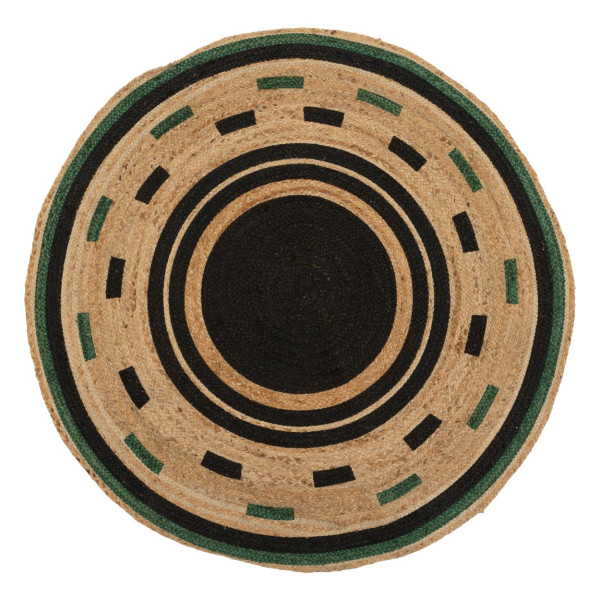Okrągły dywan Malakite jutowy czarny brązowy 120cm dekoracyjny 948769
