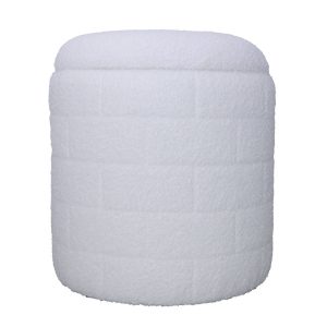Okrągły Hocker z Tapicerki z Miejscem do Przechowywania 40 cm Biały 756144 Okrągły Hocker z Tapicerki z Miejscem do Przechowywania 40 cm Biały 756144