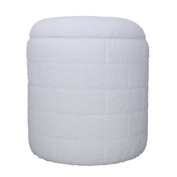 Okrągły Hocker z Tapicerki z Miejscem do Przechowywania 40 cm Biały 756144