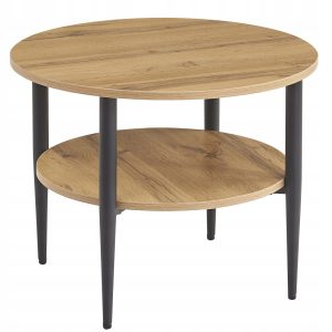 Okrągły nowoczesny stolik kawowy z półką fi 60 cm loft Simples dąb 994699 Okrągły nowoczesny stolik kawowy z półką fi 60 cm loft Simples dąb 994699