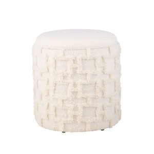 Okrągły Podnóżek z Schowkiem 45×40 cm Tapicerowane Miękką Tkaniną 756141 Okrągły Podnóżek z Schowkiem 45×40 cm Tapicerowane Miękką Tkaniną 756141