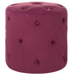 Okrągły puf pikowany welurowy burgundowy 169649 Okrągły puf pikowany welurowy burgundowy 169649