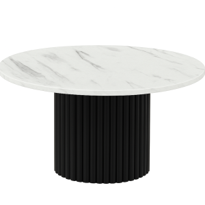 Okrągły stokil kawowy Riko 90cm ryflowana podstawa-marmur biały-czarny 727275 Okrągły stokil kawowy Riko 90cm ryflowana podstawa-marmur biały-czarny 727275
