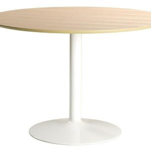 OKRĄGŁY STÓŁ Ibiza 110 cm dębowy fornir biała podstawa 353855 OKRĄGŁY STÓŁ Ibiza 110 cm dębowy fornir biała podstawa 353855