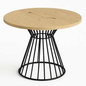 Okrągły stół Reo do salonu z metalową podstawą, blat 100 cm- dąb artisan 727138 Okrągły stół Reo do salonu z metalową podstawą, blat 100 cm- dąb artisan 727138
