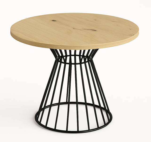 Okrągły stół Reo do salonu z metalową podstawą, blat 100 cm- dąb artisan 727138