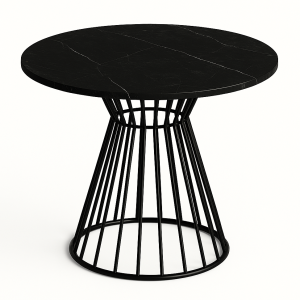 Okrągły stół Reo do salonu z metalową podstawą, blat 75 cm- ciemny marmur 727128