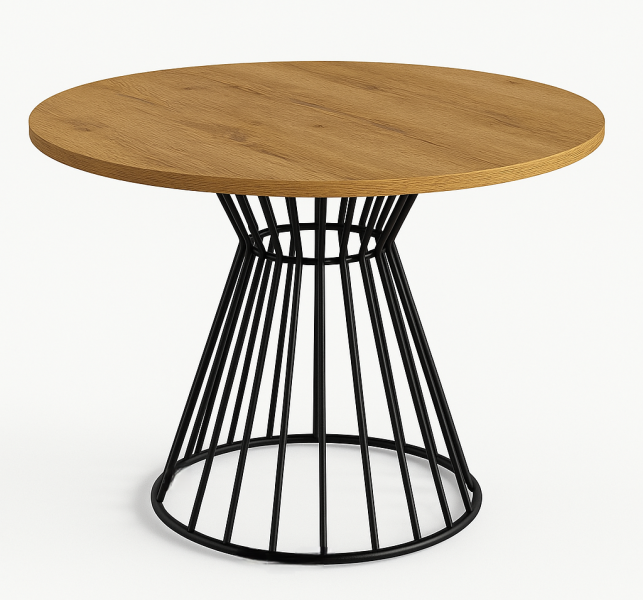 Okrągły stół Reo do salonu z metalową podstawą, blat 75 cm- dąb craft złoty 727129