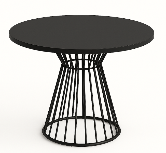 Okrągły stół Reo do salonu z metalową podstawą, blat 90 cm- czarny 727118