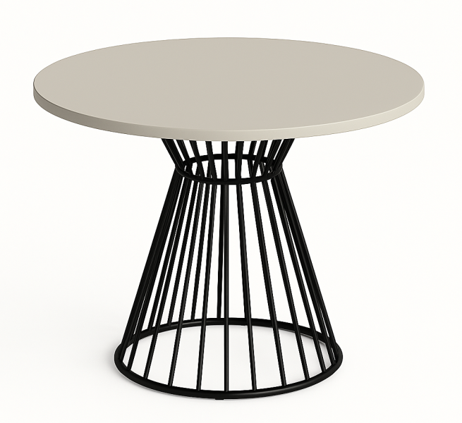 Okrągły stół Reo do salonu z metalową podstawą, blat 90 cm- kaszmir 727136