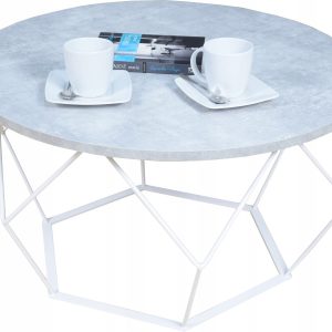Okrągły Stoliczek Kawowy DIAMENT Loft Salon 75x75x43 Biały+Beton Jasny 856077 Okrągły Stoliczek Kawowy DIAMENT Loft Salon 75x75x43 Biały+Beton Jasny 856077