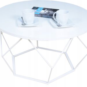 Okrągły Stoliczek Kawowy DIAMENT Loft Salon 75x75x43 Biały+Biały Mat 856136 Okrągły Stoliczek Kawowy DIAMENT Loft Salon 75x75x43 Biały+Biały Mat 856136