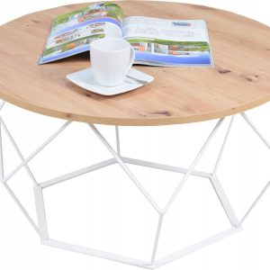 Okrągły Stoliczek Kawowy DIAMENT Loft Salon 75x75x43 Biały+Dąb Artisan 856074 Okrągły Stoliczek Kawowy DIAMENT Loft Salon 75x75x43 Biały+Dąb Artisan 856074