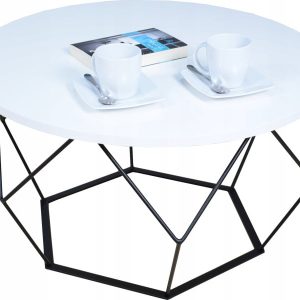 Okrągły Stoliczek Kawowy DIAMENT Loft Salon 75x75x43 Czarny+Biały Połysk 855869 Okrągły Stoliczek Kawowy DIAMENT Loft Salon 75x75x43 Czarny+Biały Połysk 855869
